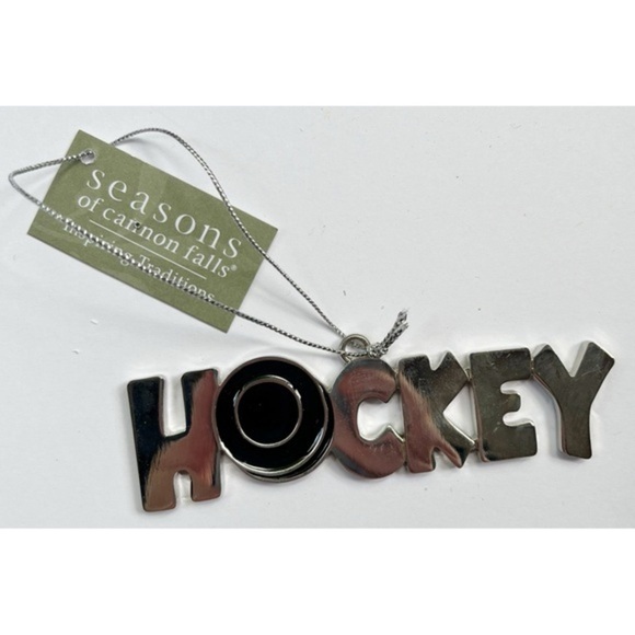 Seasons Of Cannon Falls • NWT Silver Colored Hockey Ornament - Picture 1 of 2